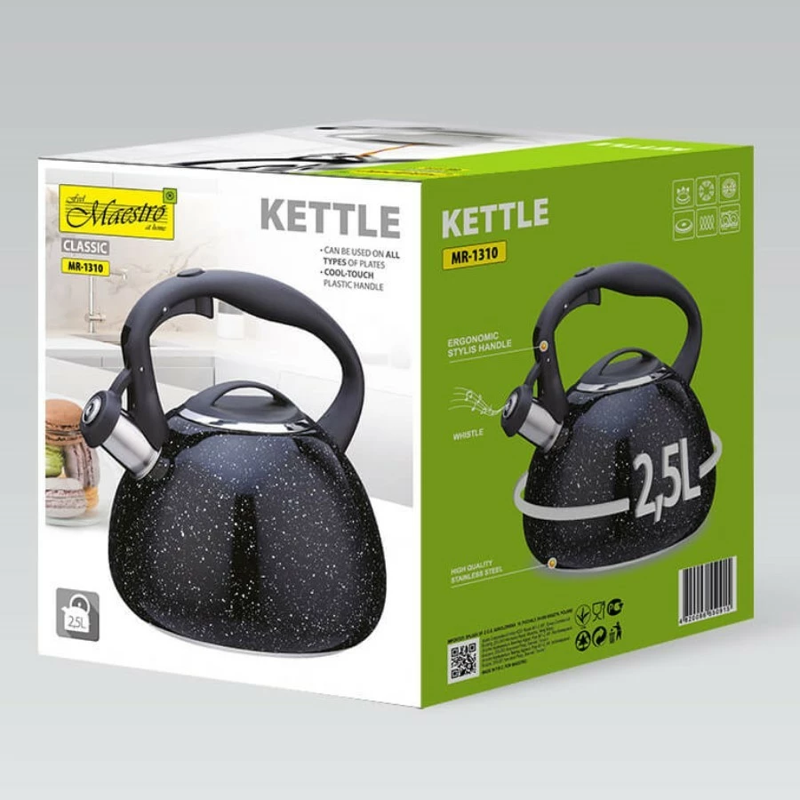 Çajnik me fishkëllimë Feel-Maestro MR-1310 2.5 L inox, i zi