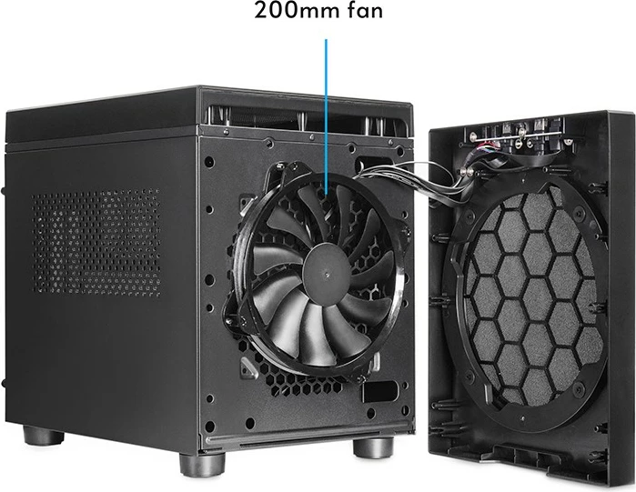 Kasë Chieftec CI-03B-OP mATX kube, Micro ATX/Mini ITX, 1x 200 mm ventilator, USB 3.2 Gen 2 Type-C, e zezë