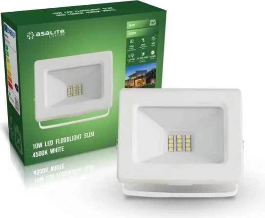 Reflektor LED Asalite Slim 10W 4500K 900 lm IP65, i bardhë