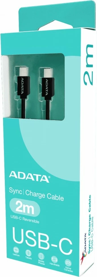 Kabllo USB‑C në USB‑C, Adata, CACC-200PN-BK, 100W USB 2.0 2m, e zezë