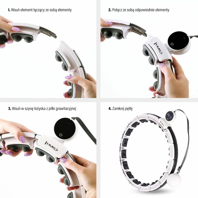 Hula hop HMS HHM16 me magnet dhe peshë, i bardhë me numërues