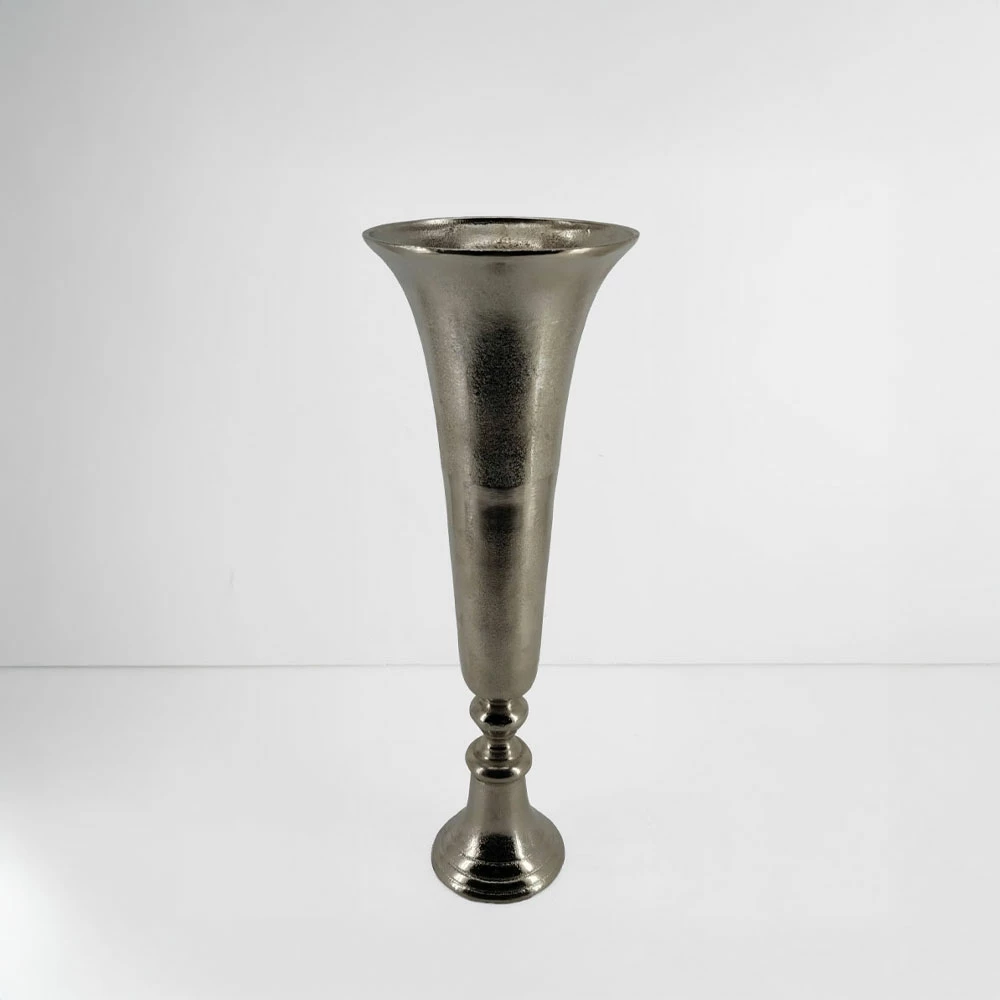 Vazo FLORES, alumin, ngjyrë argjendi, 19x19x55cm