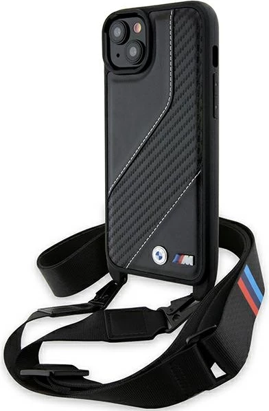 Mbështjellës BMW M Edition Carbon Stripe & Strap për iPhone 15 Plus / 14 Plus, i zi
