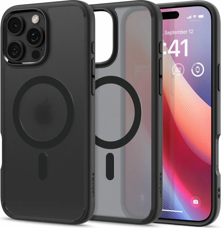 Mbështjellës Spigen Ultra Hybrid Mag me MagSafe për iPhone 16 Pro, Zi