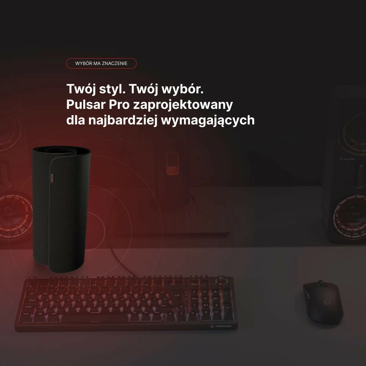 Mauspad Rampage Pulsar Pro S, 29x24 cm, tkaninë jacquard, e zezë