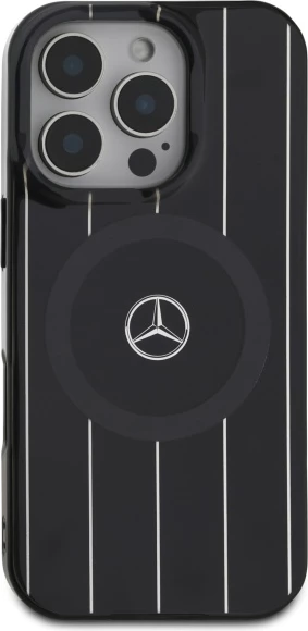 Mbështjellës Mercedes MB Double Layer Crossed Lines MagSafe për iPhone 16 Pro, Zi
