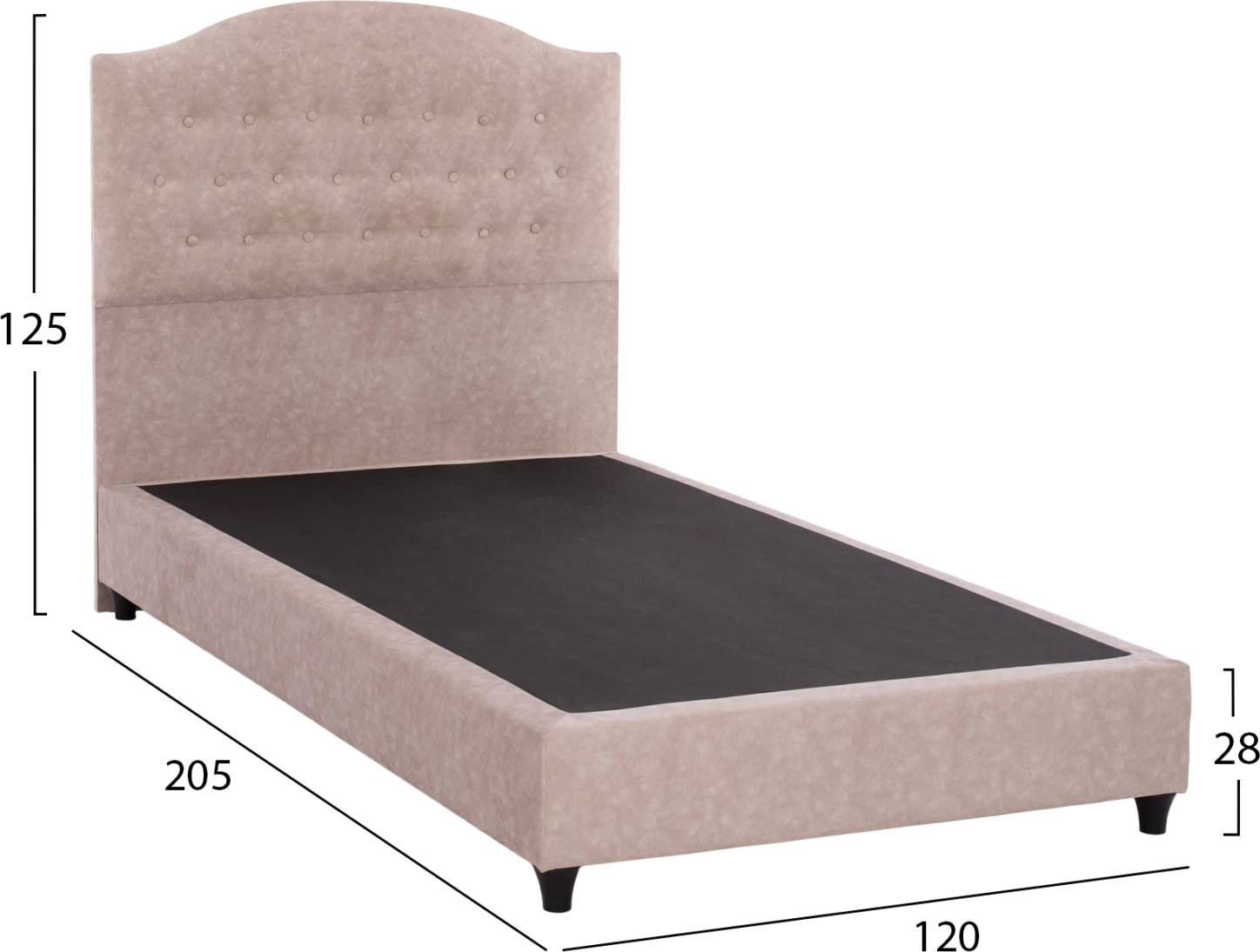 Krevat MALENA, pëlhurë lloj nubuck, 120x200