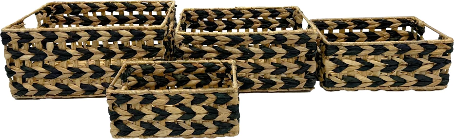 Set 4 shporta ROMVUS, hyacint, natyrale/zeze, 36x28x17cm