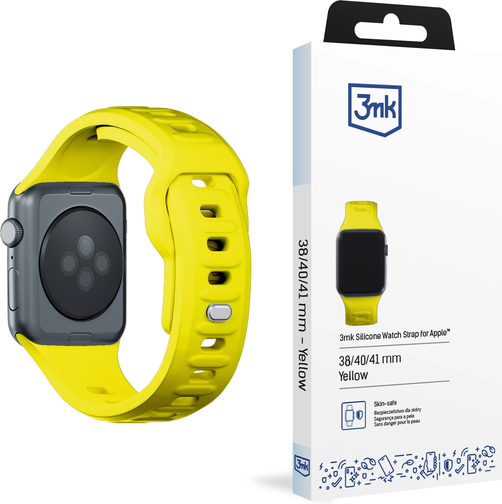 Rrip silikoni për Apple Watch 3mk, 38/40/41mm, Verdhë