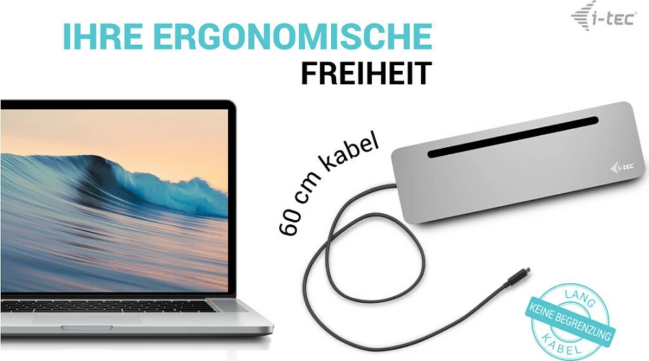 Docking station I-Tec USB-C Metal Ergonomic 3x 4K, 100W, argjendtë