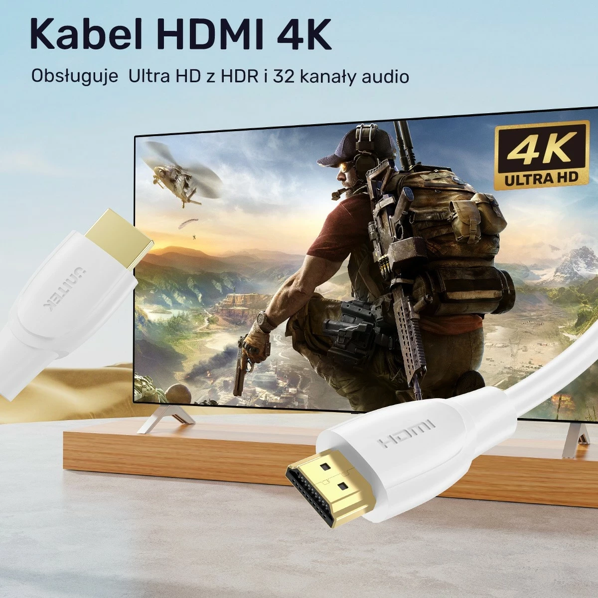 Kabëll HDMI Unitek 2.0 4K, 15m, bardhë