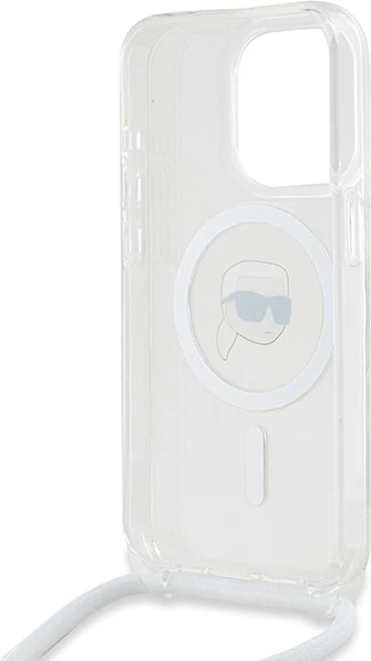 Mbështjellës Karl Lagerfeld Crossbody IML Karl Head MagSafe për iPhone 15 Pro Max, Transparent