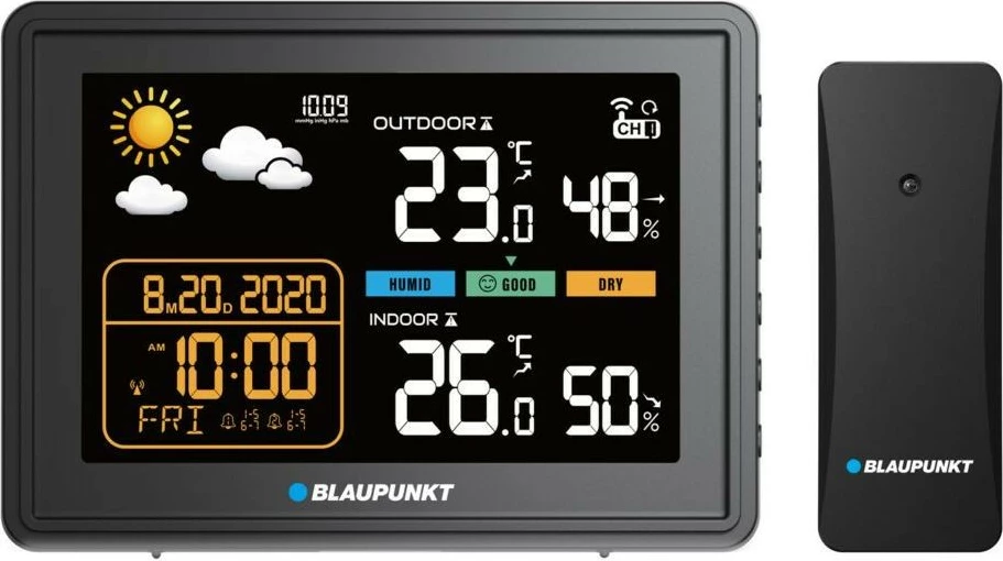 Stacion moti Blaupunkt WS30BK, me sensor të jashtëm, Ekran LCD, i zi
