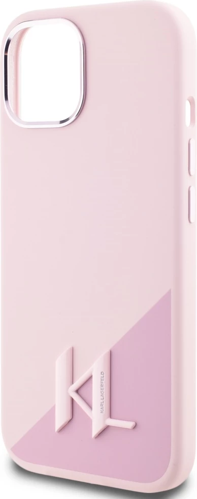 Mbështjellës Karl Lagerfeld Silicone Shadow Metal Initial MagSafe për iPhone 15, Rozë