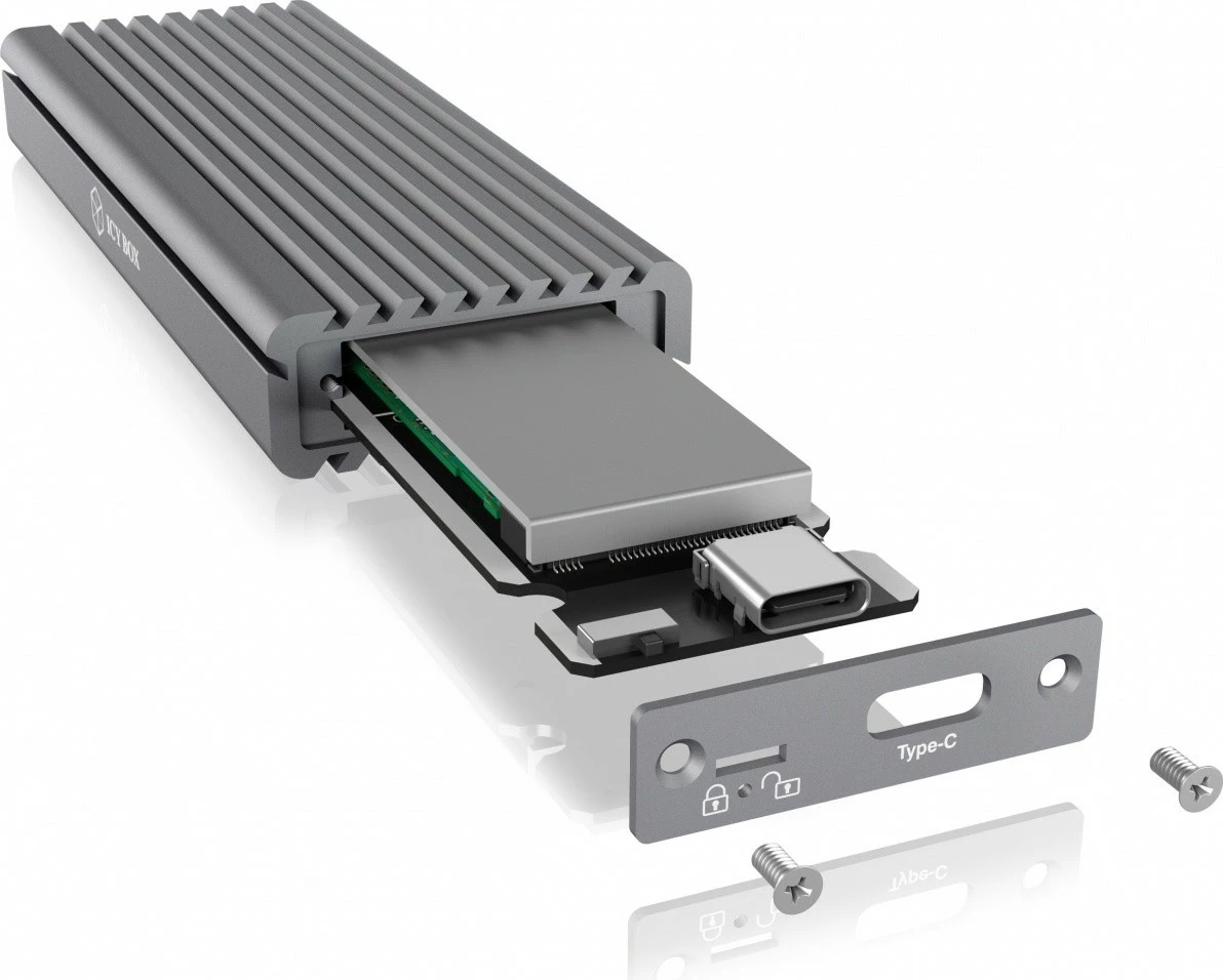 Kasë IcyBox IB-1817M-C31 për SSD M.2 NVMe, USB Type-C, Gri