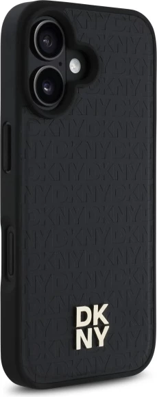 Mbështjellës DKNY Repeat Pattern Stack Logo MagSafe për iPhone 16, i zi