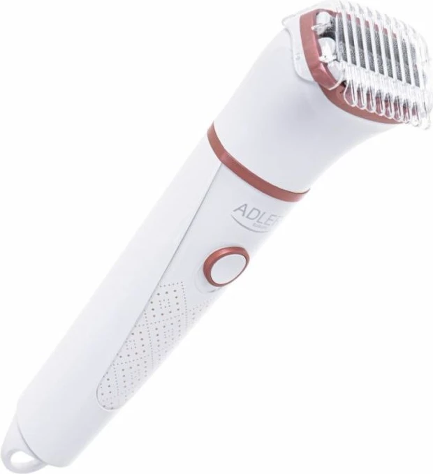 Makinë rroje për femra Adler AD 2941, wet/dry, IPX7, 2 koka, me krehër udhëzues + brushë pastrimi, e bardhë me detaje rozë