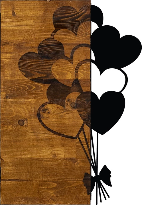 Dekor muri Hearby, dru pis natyral, metal i zi, 39x3x58cm