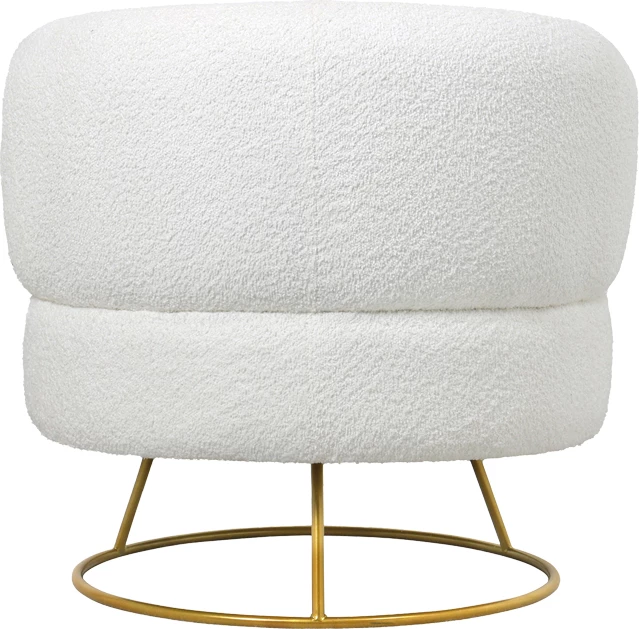 Fotel Connie, stof bouclé krem, këmbë metalike ari, 87x81x81cm