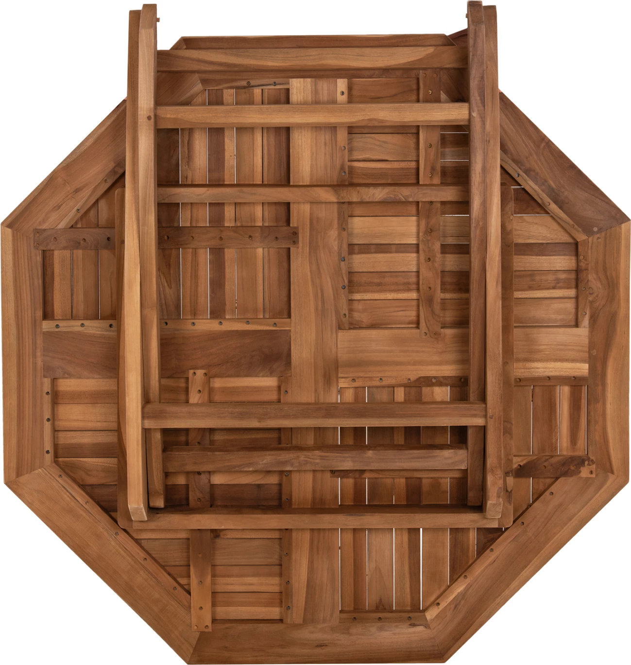 Tavolinë me karrige për terasë, 5 pjesë, palosëse, Kendall FH11950, dru teak, ngjyrë natyrale