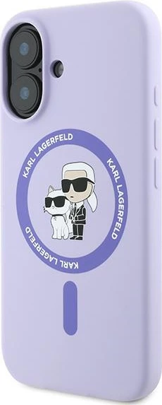 Mbështjellës Karl Lagerfeld Silicone KC Heads Ring MagSafe për iPhone 16, Vjollcë