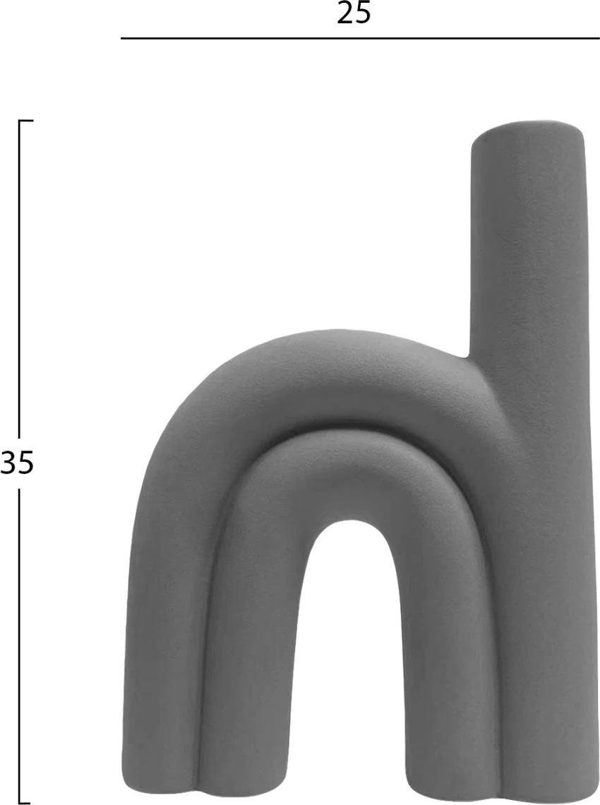 Dekor tavoline prej qeramike, ngjyrë gri mat, FH4638.03, 25x6x35H cm