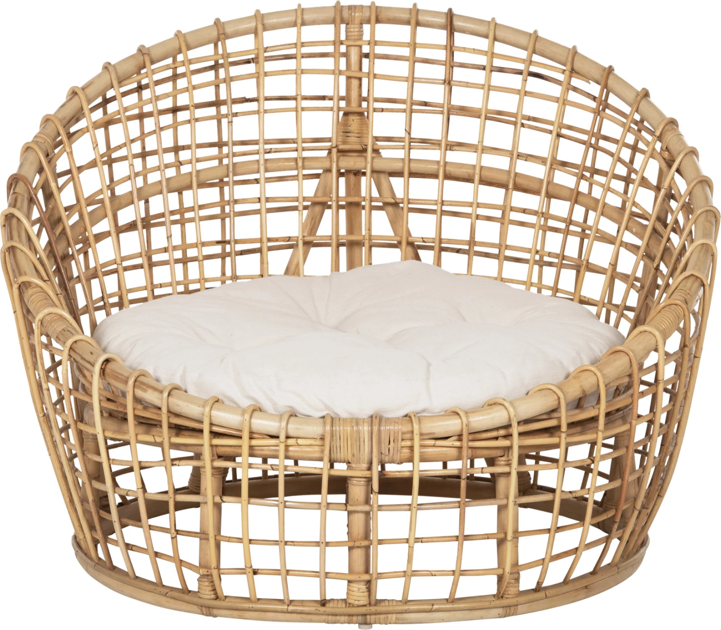 Karrige regjisore ENTO FH9814 rattan, ngjyrë natyrale, jastëk i bardhë, 106x94x82H cm