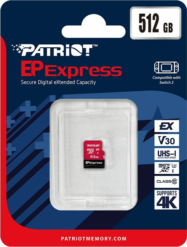 Kartelë memorie Patriot Memory EP Express microSDXC 512GB, e kuqe
