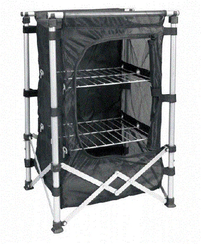 Omaricë kampingu BRUNNER Minicab 0424008N, e palosshme 46×33×66 cm, zi/argjend, me çantë bartëse