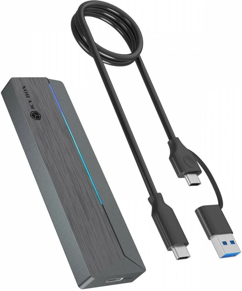 Kuti e jashtme SSD M.2 IcyBox IB-1826MCL-CU31 NVMe & SATA USB 3.2 Gen 2 10 Gbps RGB gri