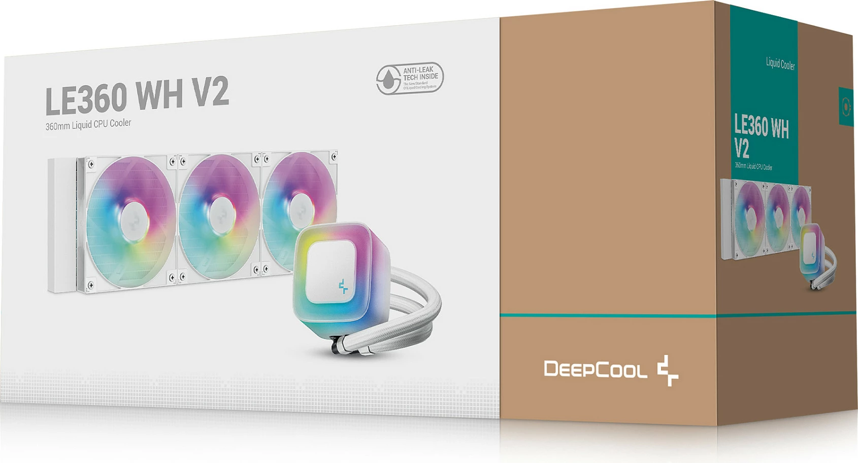 Kasë uji Deepcool LE360 WH V2, 3x120mm, RGB, e bardhë