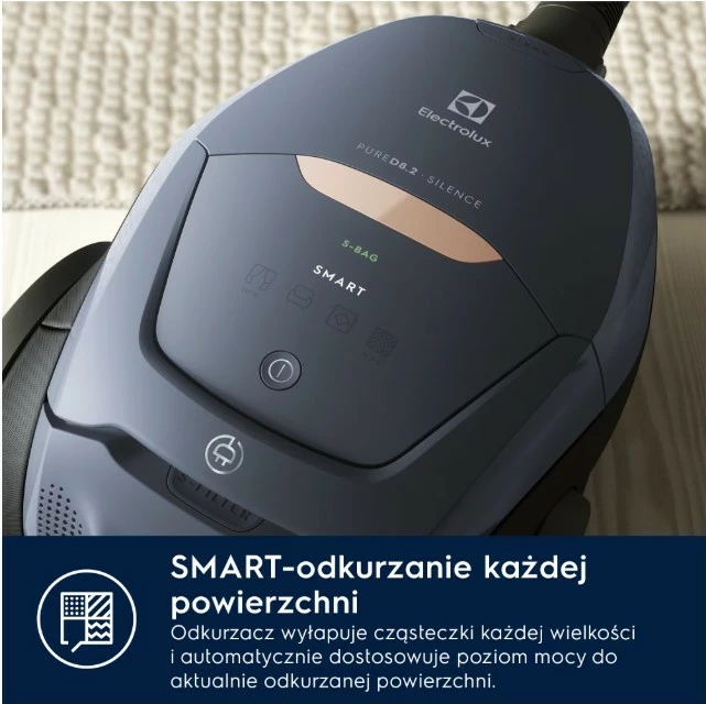 Fshesë me qese Electrolux Pure D8 PD82-8DB SILENCE, 600 W, 3.5 L, HEPA, 57 dB, blu navy