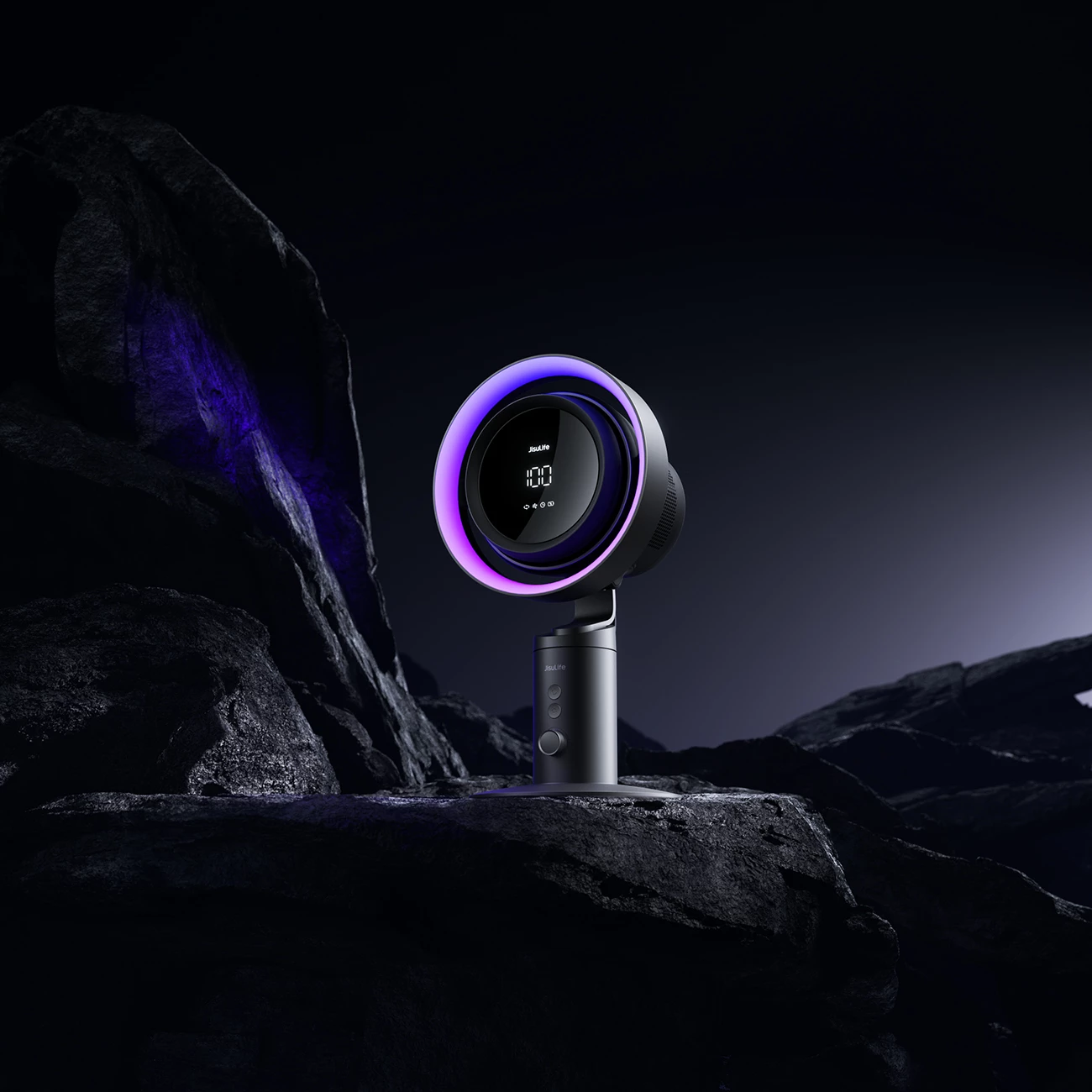 Ventilator tavoline Jisulife Table Fan Pro3, 10000mAh, me filtër ajri, USB-C, Gri e errët