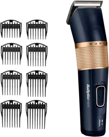 Trimmer flokësh dhe mjekre, BaByliss E986E, bateri litium, përdorim me kabllo/pa kabllo, 160 min autonomi, 8 krehësa udhëzues