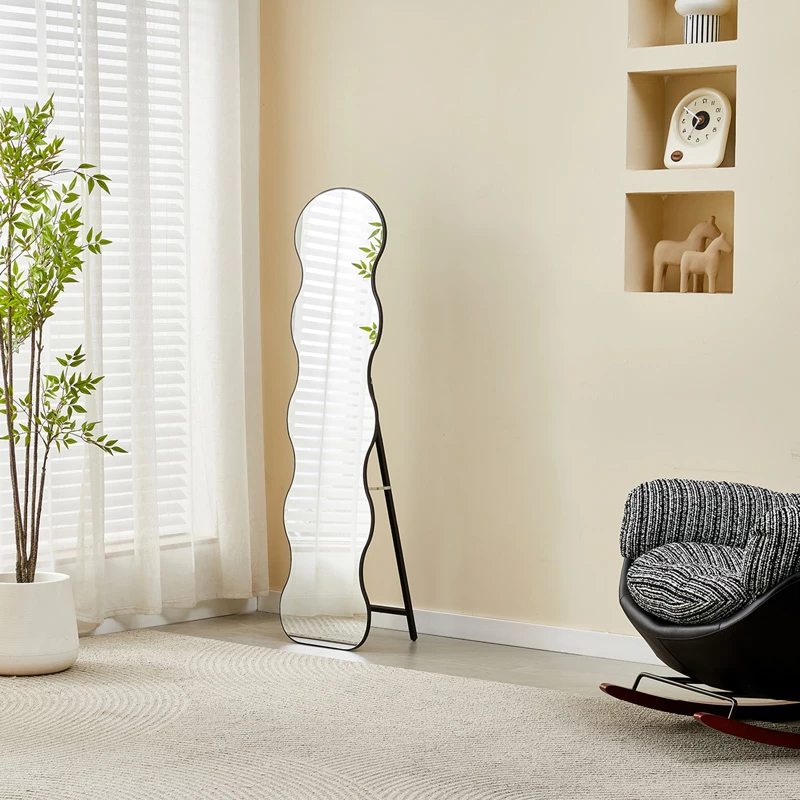 Pasqyrë dyshemeje Waven, ngjyrë e zezë, 38x28x148cm