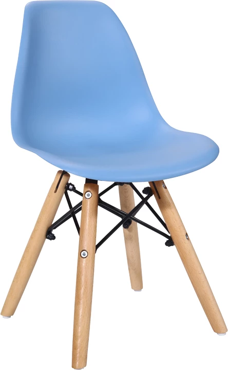 Karrige për fëmijë Julita, PP blu, dru ahu natyral, 35x31x57.5cm