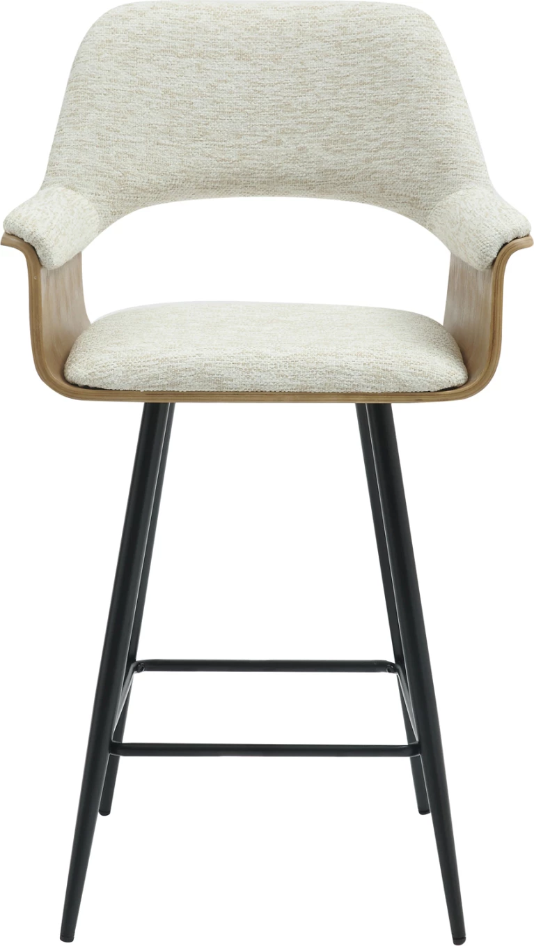 Karrige për bar, lartësi mesatare, CLIPP, FH9987.02, këmbë metali të zeza, pëlhurë ecru, 57.5x53x98H cm, set prej 2 copash