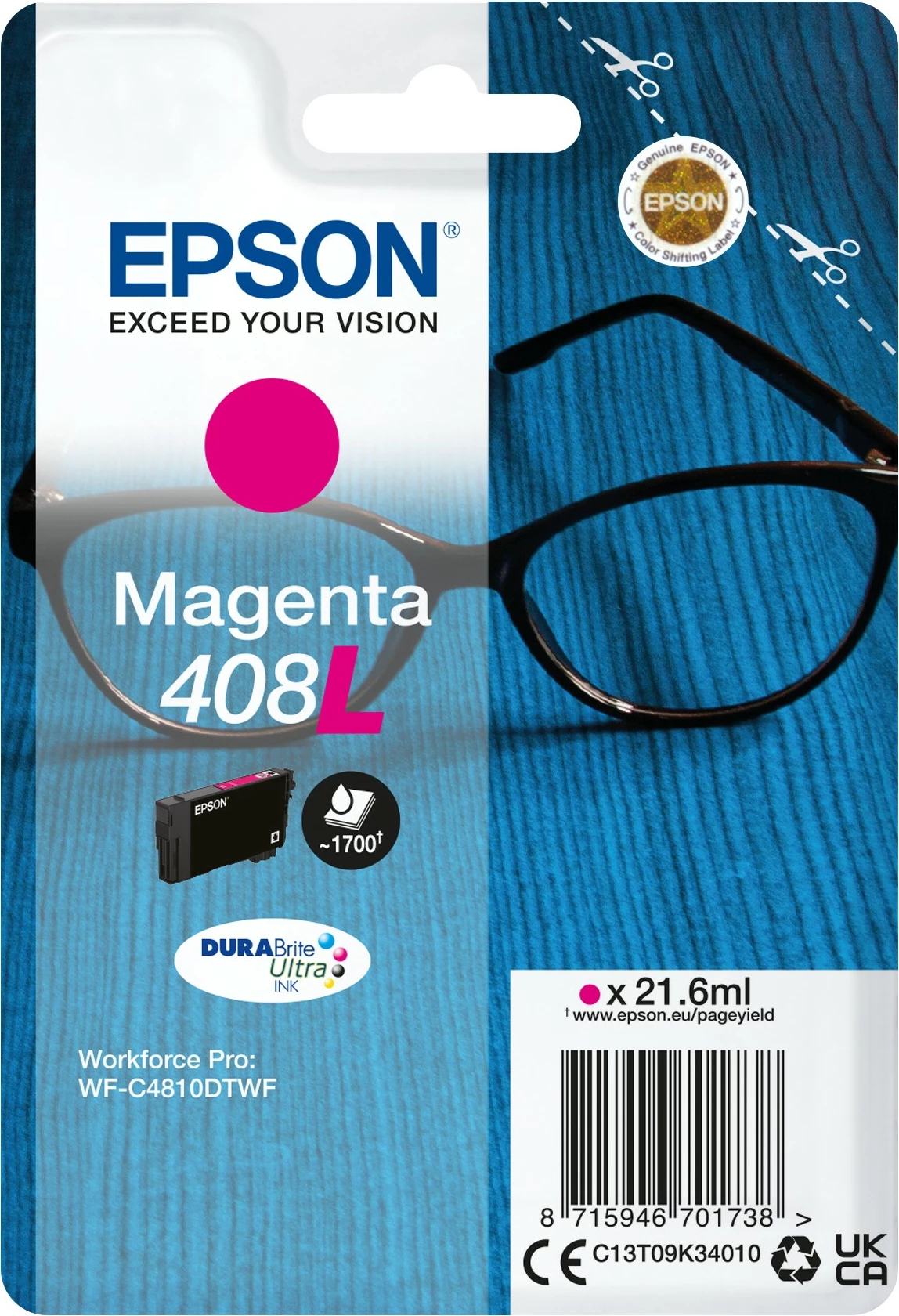 Toner Epson 408L Magenta XL, për WorkForce Pro WF-C4810DTWF, 21.6ml