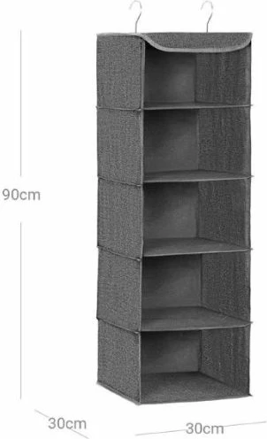 Organizator garderobe me varje SONGMICS RYCH06G 5 ndarje 30×30×90 cm, gri