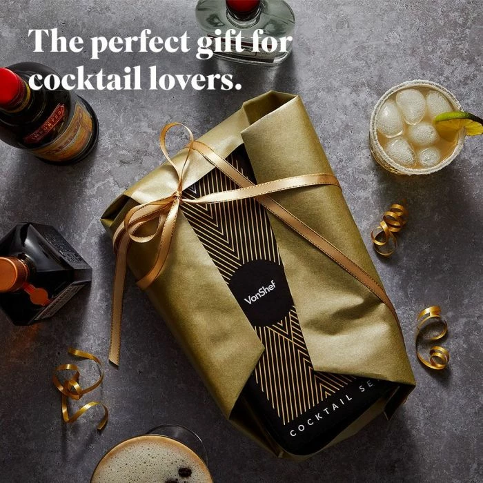 set kokteji VonShef Parisian 6 copë, shaker 500 ml, rozë ari