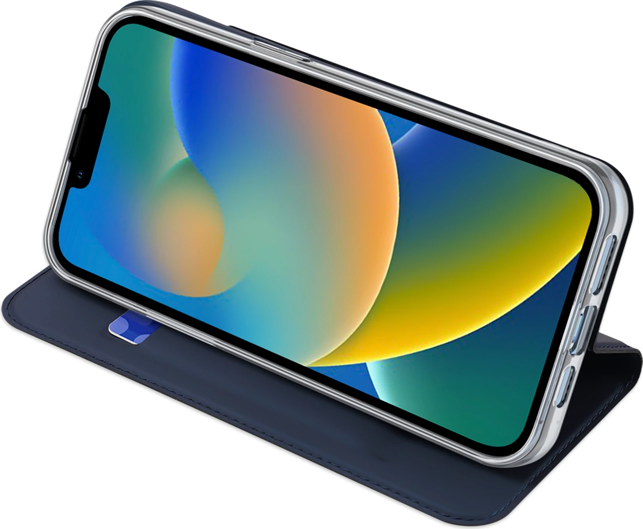 Mbështjellës Dux Ducis Skin Pro për iPhone 14 Plus, me kapak, funksion qëndrimi, xhep kartelash, Blu