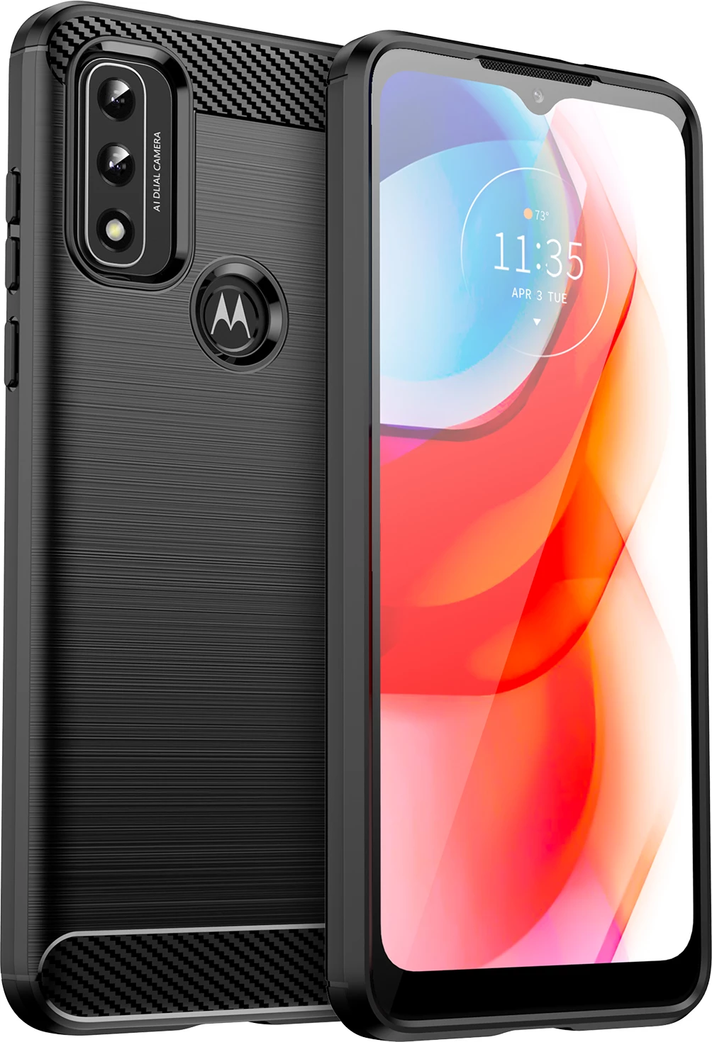 Mbështjellës Hurtel Carbon Case për Motorola Moto G Play 2022, i zi