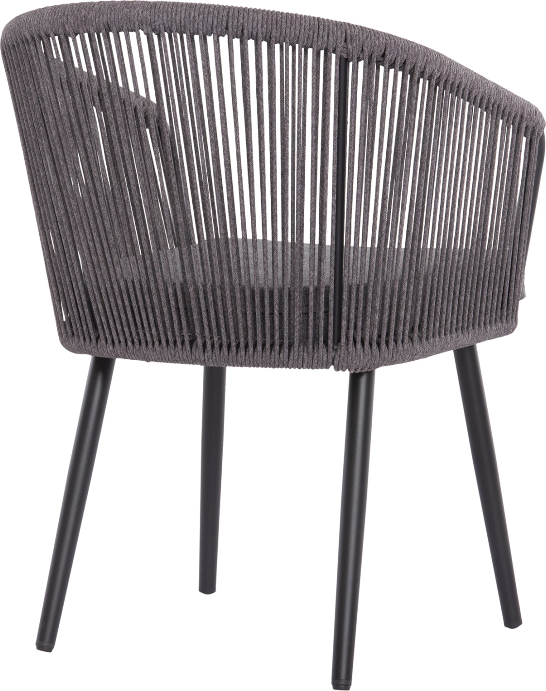 Karrige për ngrënie HARRIET FH5548.13 alumini, kornizë e zezë-antracit, litar P.E. & jastëk, 60x62x80.5H cm, set prej 4 copash