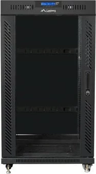 Kasë rack LANBERG 19" 22U 600x600mm, e zezë, derë xhami