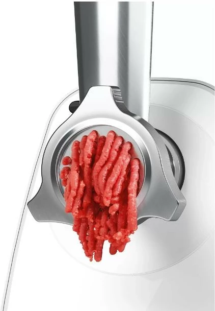 Grirëse mishi Bosch MFW2520W 350W 1.7 kg/min, set me sita 3.8/8 mm + shtojcë salsiçe + shtojcë kebbe, e bardhë