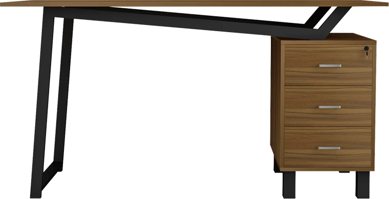 Tavolinë zyre me sirtarë, ngjyrë arre e zezë, Prosper, 140x60x76cm