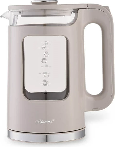 Ibrik elektrik Maestro MR-065, 1.7L, 2200W, xham, bezhë