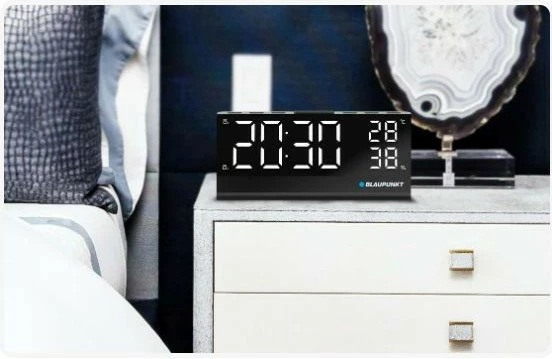 Orë alarmi me radio Blaupunkt CR10ALU, sensor temperature dhe lagështie, e zezë