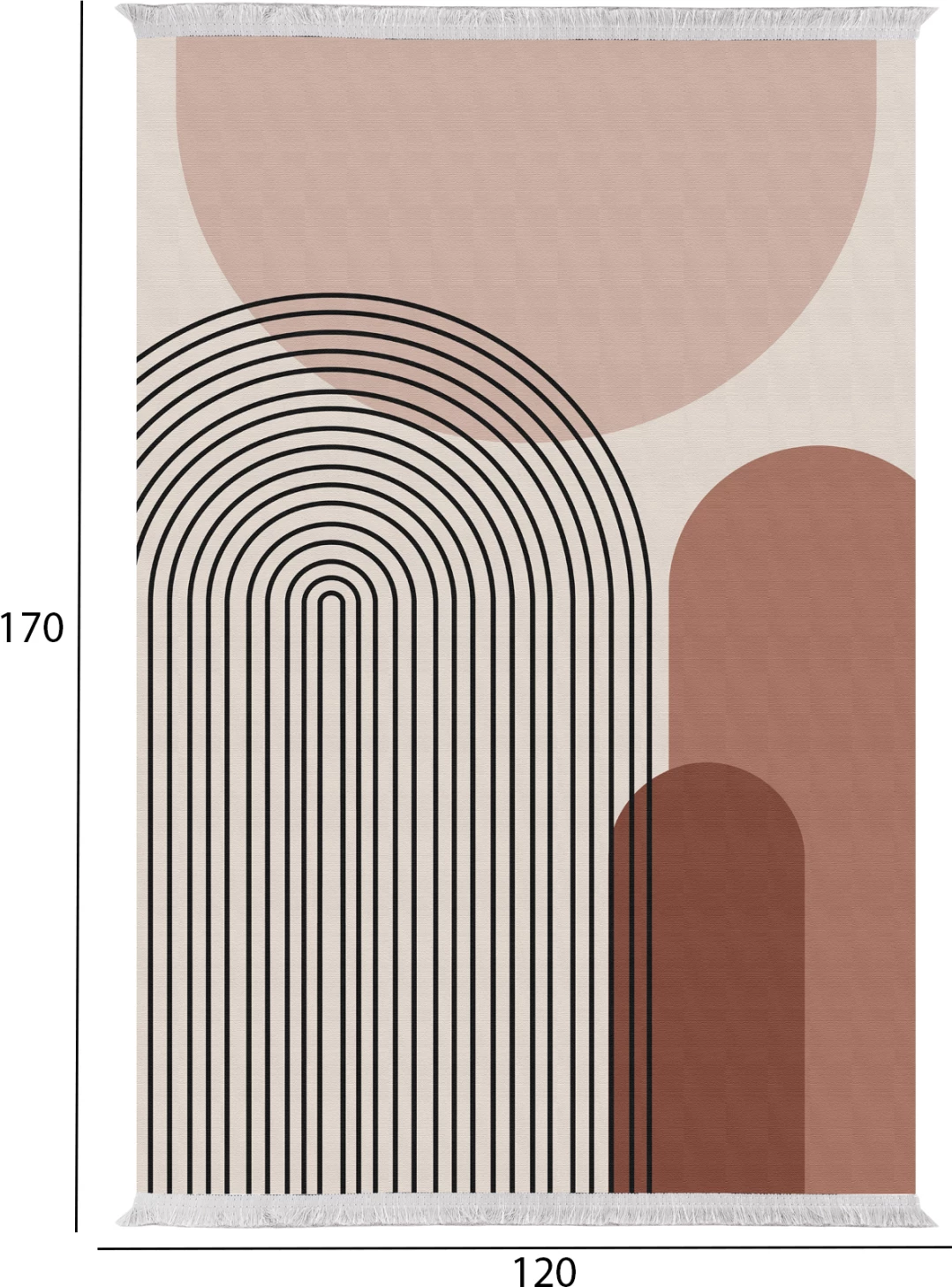 Tepih për dhomë ndeje me franja, Josiane FH7677.48, shumëngjyrësh, 120x170 cm