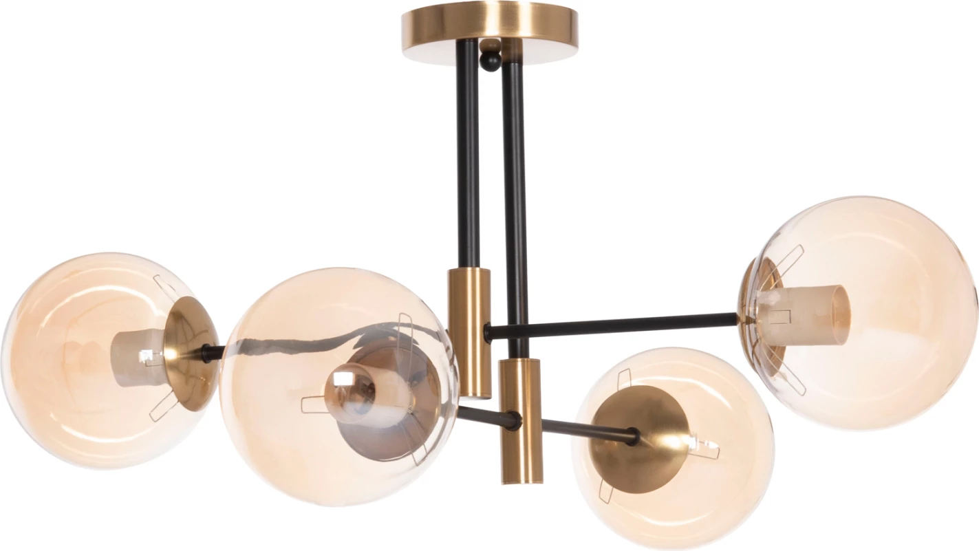 Llambë tavani DREMP, katër drita, e zezë-ari, 68x68x36cm